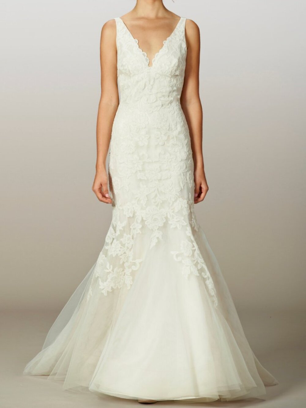 $4940 LIANCARLO COUTURE EMBROIDERED LACE MERMAID GOWN SZ 8 US